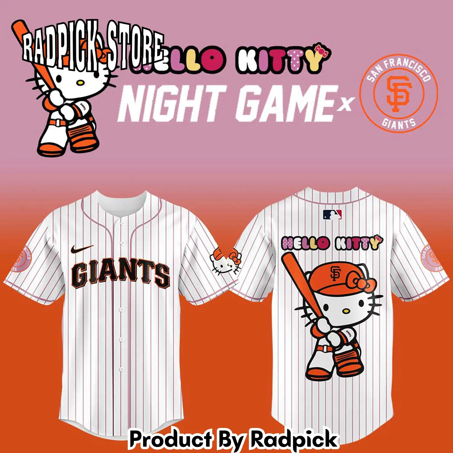 Radpick san francisco giants x hello kitty night game v2 baseball jersey rp127136